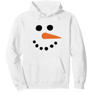 Winter Snowman Face Pullover Hoodie, Small