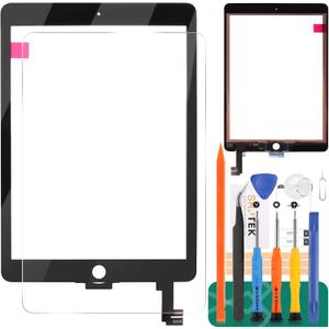 for iPad Air 2 Touch Screen Replacement for iPad Air 2nd Gen 9.7 Screen Replacement A1566 Digitizer Sensor A1567 Touch Digitizer Panel Glass No Home Button Repair Parts Black (Without LCD), Black