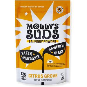 Molly's Suds Original Laundry Detergent Powder | Clean Laundry Detergent Powder for Sensitive Skin | Simple, Effective Ingredients, Stain Fighting | 120 Loads (Citrus Grove) (79 Ounce (Pack of 1)