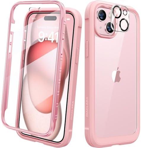 Diaclara Designed for iPhone 15 Case, Full Body Rugged Case with Built-in Touch Sensitive Anti-Scratch Screen Protector, with Camera Lens Protector for iPhone 15 6.1" (Coral Pink)