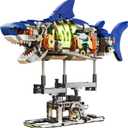 Mechanical Shark Building Set with LED Light, 687 PCS Movable Ocean Animal with Display Stand, Sea Fish Building Block Toy, Home Decor Gift for Adults Teens Kids Boys Ages 12+