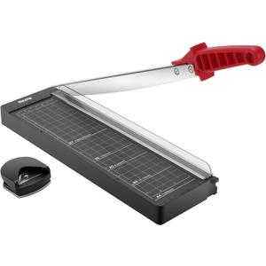 Paper Cutter, Paper Cutter for Classroom with Safety Guard and Blade Lock, 12" Cut Length Guillotine Paper Cutter with 8 Sheet Capacity,Paper Cutters for Crafting,Cardstock,Home, Office,School (Gray)