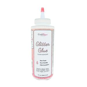 CrystaLac Glitter Glue Adhesive Permanent Bonding Non Toxic Water-Based for Adhering & Sealing Crafts, Non-Yellowing with No VOCs, Bonds to Metal Glass Plastic Ceramic Fabric & More, 12-Fl.Oz., Clear