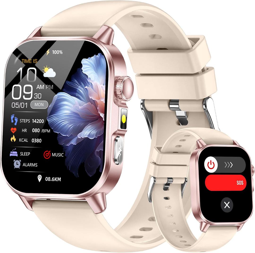 Yowow BIT Smart Watch for Men Women with 2.0" HD Display, Blood Pressure Oxygen Heart Rate Sleep Monitor, 136 Sports Modes, IP68 Waterproof Fitness