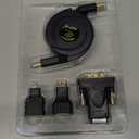 ReTrak® Retractable Standard HDMI® Cable with Mini, Micro, and DVI Adapters, 5 Ft. in Black