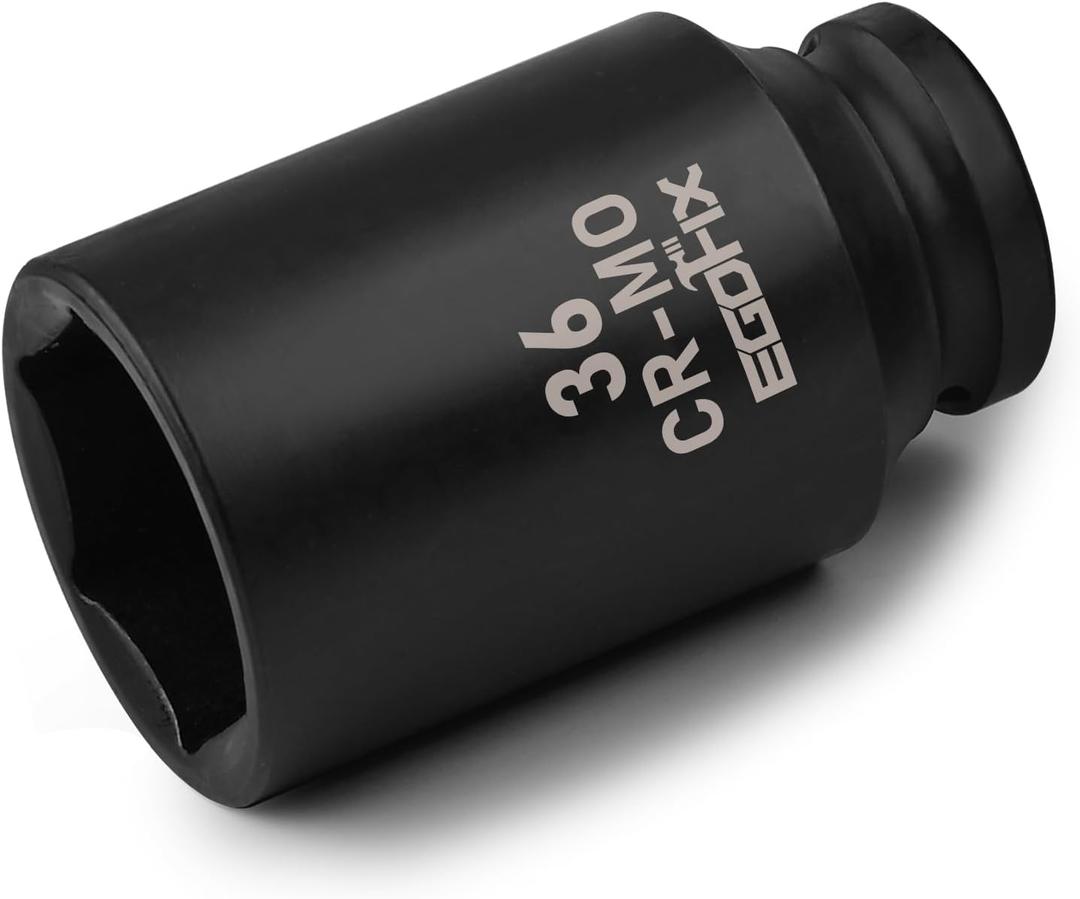 36mm Socket 1/2" Drive Deep Impact Metric Socket,CR-MO 6 Point for Easy Removal of Axle Nut