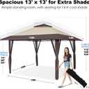 GAFETE 13x13 Pop Up Gazebo, Outdoor Canopy Tent with 4 Mosquito Netting, One Push Setup Gazebos for Patio Furniture, Backyard, Parties Events with Portable Carrrying Bag, 4 Sandbags (Beige & Coffee)