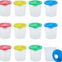 Juvale 12 Pack No Spill Paint Cups With Lids for Kids, Arts and Crafts Supplies for Classrooms (4 Colors, 3 x 3 In) - Paint Water Cup - No Mess Painting for Toddlers, 5.4 Ounces
