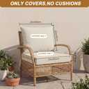 Tingjoo 1 Set 24x24x4 Inch Outdoor Chair Cushions Cover, Waterproof UV Resistant Patio Cushion Replacement Seat Slipcovers, 24x20 Back Cover with Zipper for Furniture Deep Seat Sofa (Beige)