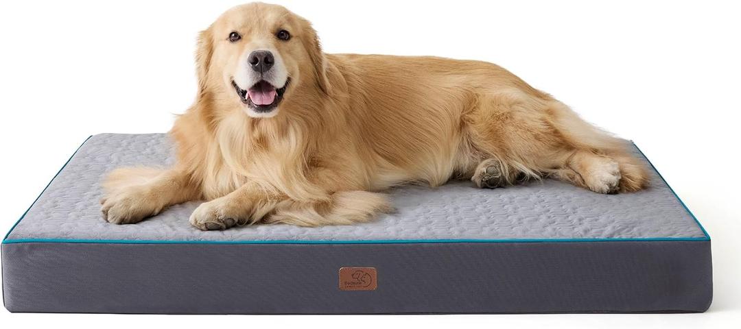 Bedsure Orthopedic Dog Bed for Extra Large Dogs - XL Memory Foam Pet Mat, 2-Layer Thick Pet Mattress with Removable Washable Cover and Waterproof Lining  (44.0"L x 32.0"W x 4.0"Th, Grey)