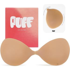 Invisible Strapless Sticky Bra Push up for Women, Adhesive Bra for Backless Dress, Cleavage Lift Nipple Covers (Beige, B)