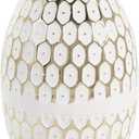 Deco 79 Metal Geometric Decorative Vase Geometric Dot Centerpiece Vase with White Accents, Flower Vase for Home Decoration 6" x 6" x 10", Gold