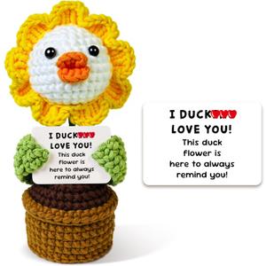 2 x Handmade Emotional Support Crochet Duck Flower Gifts for Lover Her Him Girlfriend Boyfriend for Mom Dad Couple Women Men Wife Husband Best Friend Birthday Wedding