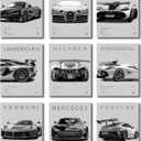 CSLGQGV Car Posters Vintage Racing Car Wall Art Supercar Canvas Prints Painting For Men Room Pictures Guys Dorm Room Aesthetics Decor Bedroom Office (Unframed, 810 Inch, 9 Pcs) (Grey 2)