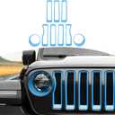 RT-TCZ for Wrangler JL Mesh Front Grille Grill Insert Headlight Light Cover Trim for Jeep Wrangler JL JLU 2018-2022 Baby Blue Exterior Accessories 9pcs