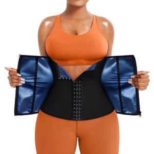TrainingGirl Waist Trainer for Women Lower Belly Waist Trimmer Corset Tummy Wrap Workout Sweat Belt Band Sports Sauna Suit (X-Large, Black-blue Inner)