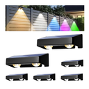 Solar Fence Lights Outdoor, Solar Wall Lights 9 Fixed Colors ＆ Color Changing Modern Solar Powered Deck Lights for Step Stair Patio Backyard Porch Railing House Number decor, IP65 Waterproof (4 Pack)