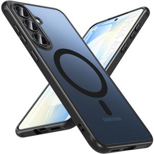 Fin2feel for Samsung Galaxy S25 FE Case, Compatible with MagSafe, Magnetic Military Shockproof Translucent Matte Back Phone Cover for Samsung Galaxy S25 FE (Black)