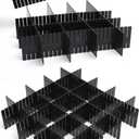 18Pcs Drawer Dividers, Adjustable Drawer Organizer for Socks, Underwear, Makeup, Can Help Tidy Kitchen, Bedroom, Dresser Black