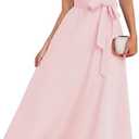 ZESICA Women's 2025 Summer One Shoulder Ruffle Dress Sleeveless Empire Waist Boho Flowy Maxi Dresses Medium