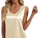 Silk Satin Tank Tops for Women Summer Scoop Neck Camisole Tops Dressy Casual Sleeveless Basic Blouses Shirts (M)