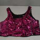 Allegra K Women's Metallic Sequin Crop Top Sparkle Glitter Sleeveless Party Club Tank Top. Size Large