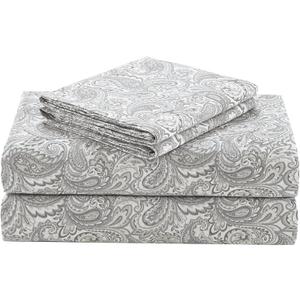 Comfort Spaces 100% Cotton Sheets King, Breathable, Naturally Cool Cotton Sheets, Soft Cotton Bed Sheets with 14" Elastic Pocket Fits up to 16" Mattress, All Seasons Sheet Set, Paisley Multi 4 Piece