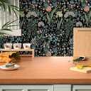 Toduso Peel and Stick Wallpaper Vintage Wall Paper Black Floral Contact Paper Removable Wallpaper 17.3"x196.8" Leaf Flower Self Adhesive for Bedroom Drawer Decor Vinyl Rolls
