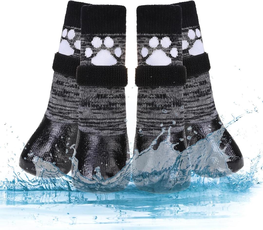 KOOLTAIL Non Slip Dog Socks to Prevent Licking Paws for Hardwood Floors, Dog Boots Shoes for Hot/Cold Pavement with Grippers Traction Control, Waterproof Paw Protector for Small Medium Large, XL