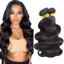 Human Hair Bundle Natural Black Body Wave Bundles 20 22 24 inch 100% Unprocessed Brazilian Virgin Hair 3 Bundles 150g #1b Color Natural Black