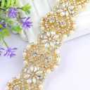ShiDianYi Ivory Wedding Belt and Sash with Pearls and Rhinestones (Yellow)