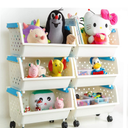 Toys Chest Large Baskets Storage Bins Organizer with Wheels For Kids Can Move EverywhereNatural/Primary (Primary Collection)(6 White)