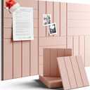 Felt Bulletin Board Tiles Large 36" x 24" Cork Board Alternative-6 Pack with 40 Adhesive Tabs, Thick Slat Wall Panels for Office Decor, Push Pin Board Wall Organizer Alternative - Pink