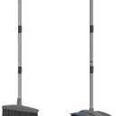 Stand-Up Broom Dustpan Combo - Long Handle with 3 Rows Dense Bristles for Multi-Scene Home/Office/Kitchen/Lobby/Shop, Indoor & Outdoor Cleaning (Black & Gray)