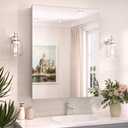 TokeShimi 24x32 Mirrored Medicine Cabinet Recessed or Wall Mount, Aluminum Tempered Silver Bathroom Medicine Cabinet with Mirror with Stepless Adjustable Storage Metal for Modern Farmhouse