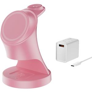 Wireless Charger,3 in 1 Magnetic Wireless Charger Stand, Fast Wireless Charging Dock for iPhone 17/16/15/14/13/12 Series, Apple Watch Series, AirPods Pro. (Pink)