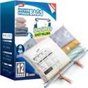 TAILI 12 Pack Vacuum Storage Bags, LONG SIDE ZIP (39x28 inch) Vacuum Seal Bags for Clothing, Jumbo Storage Space Saver for Beddings, Comforters, Blanket, Pillows and Clothes