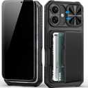 BXYJY for iPhone 17 Case Wallet，2 Privacy Screen Protectors, Card Holder (4-5 Cards), Slide Camera Cover, Military Grade Drop Prortection, Heavy Duty Men Women Phone Case for iPhone 17, Black