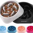 MateeyLife Slow Feeder Dog Bowls 2PCS, Anti-Choking Puzzle Dog Food Bowls, Anti-Slip Interactive Feeding Slow Down Eating, Bloat Stop Maze Dishes for Medium Large Breeds Gray&Black
