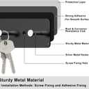 Metal Key Holder Wall Mount, Adhesive Black Car Keys Organizer Rack with 8 Hooks for Hallway