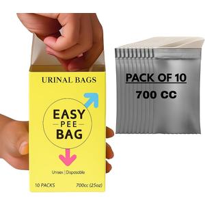 Unisex Disposable Pee Bags for Travel, Camping & Emergencies – Portable Urine Bags for Men, Women & Kids | Leak-Proof, Odor-Free, Gel Solidification Urinal Bag – (25oz) (700cc) Capacity (10 Pack)
