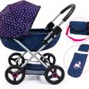 Bayer: 4-in-1 Toy Baby Doll Pram Stroller Cosy Set - Dolls Up to 18" (Blue/Purple) | Pretend | Dress up