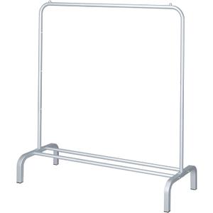 JIUYOTREE Metal Clothing Rack 43.3 Inches Clothes Garment Coat Rack with Bottom Shelf Clothing Rack for Hanging Clothes Coats Skirts Shirts Sweaters Silver Gray