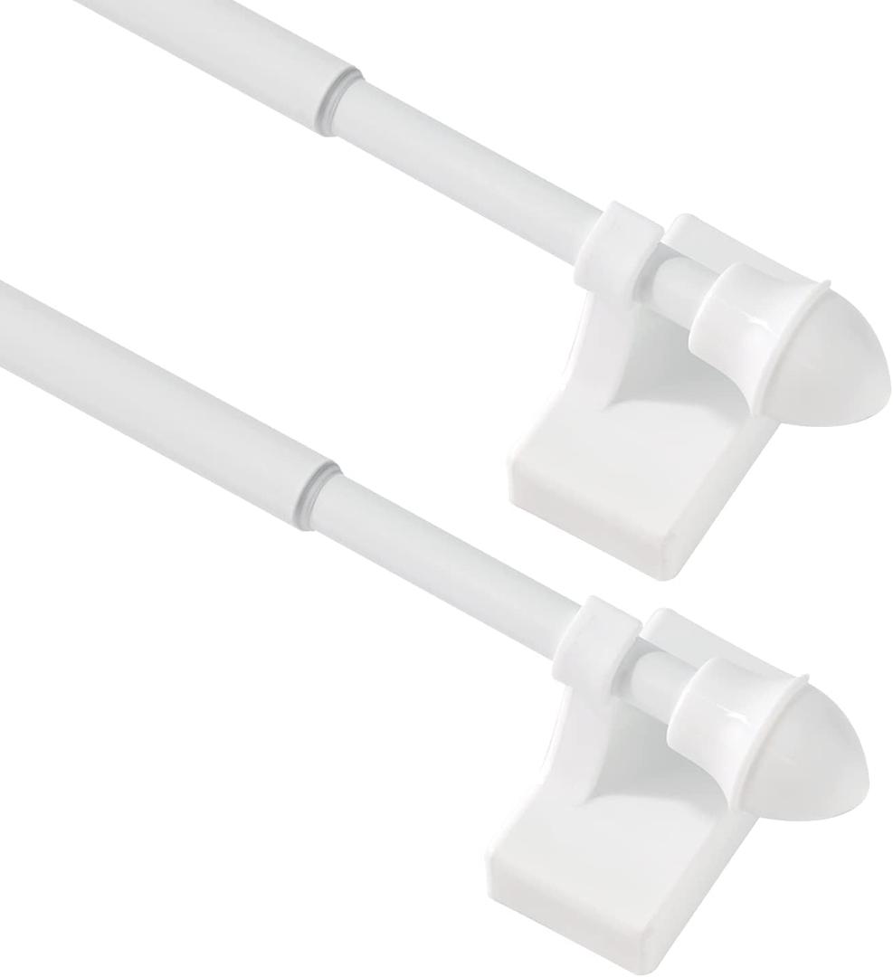 Magnetic Curtain Rods for Metal DoorsNo Tools Required,Multi-Use Adjustable Appliance for Windows Iron Steel Places, White (9-16 Inch | 2 Pack)