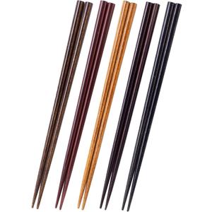 S-03063 Chopsticks Dishwasher-Safe, 8.9 inches (22.5 cm), 5 Pairs Set, For Visitors, Dyed Wood Natural, Made in Japan (Braun)