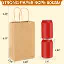 XPCARE 100Pcs Paper Gift Bags 5.25x3.25x8.25'', Small Paper Bag with Handles Bulk Shopping,Kraft,Retail,Party Bags for Small Business (Brown), 100 Count