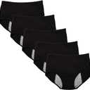 YOYI FASHION Bamboo Viscose Brief Menstrual Leakproof Panties Multi Pack US Size XXS-3XL/10 (3X-Large, Black-5 Packs)