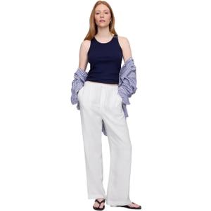 Gap Womens Wide Leg Linen Pull on Pant (Large, Optic White V6)
