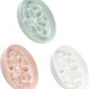 Melamine Cat Slow Feeder Bowl Set - Floral Maze Food Dishes for Cats and Small Dogs - Shallow Wide Plates for Dry & Wet Food - 3 Pack - White & Pink & Green