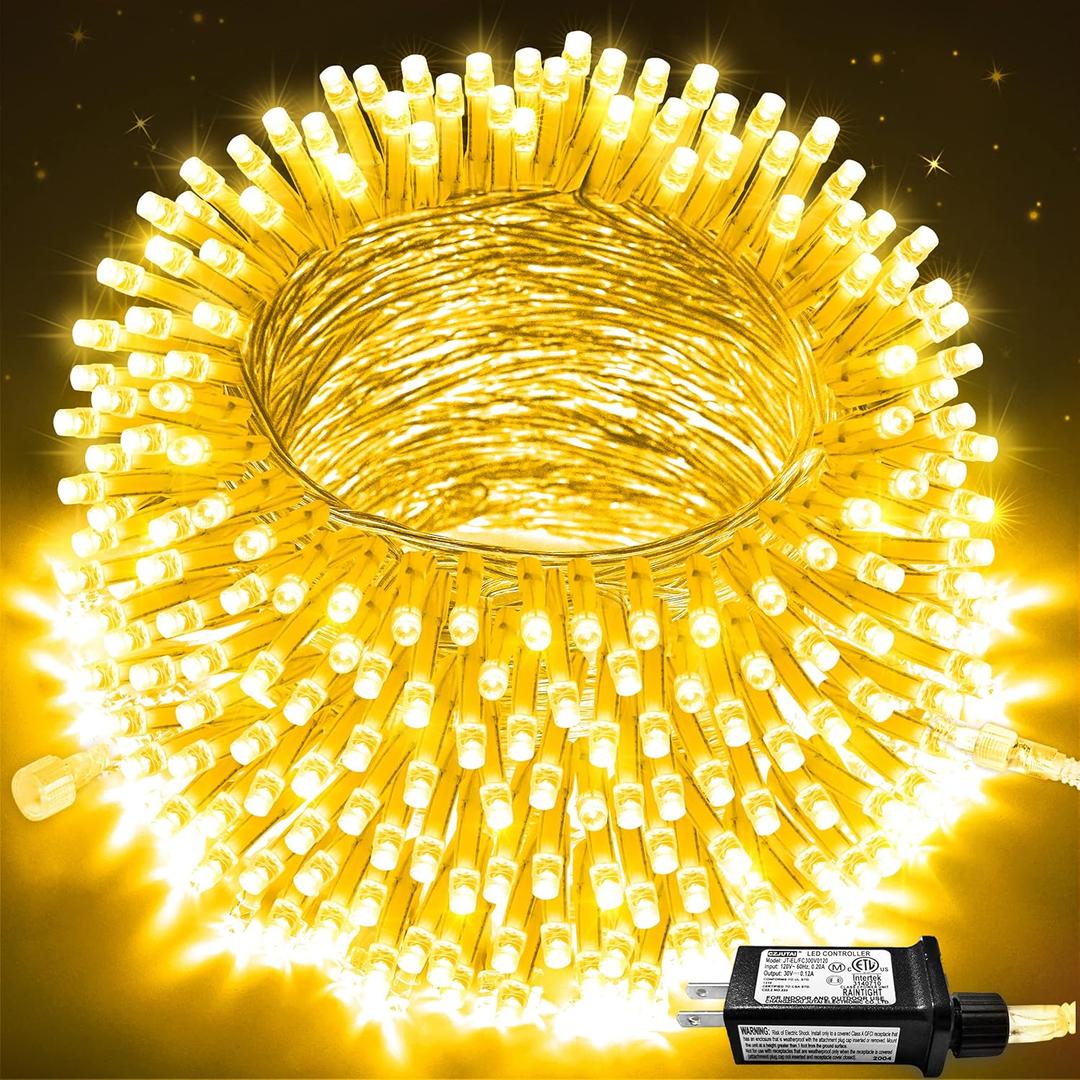 JMEXSUSS Connectable Warm White Christmas Lights Indoor Outdoor, 91.5ft 250 LED Christmas String Lights, 8 Modes Twinkle String Light Plug in for Tree Party Decoration